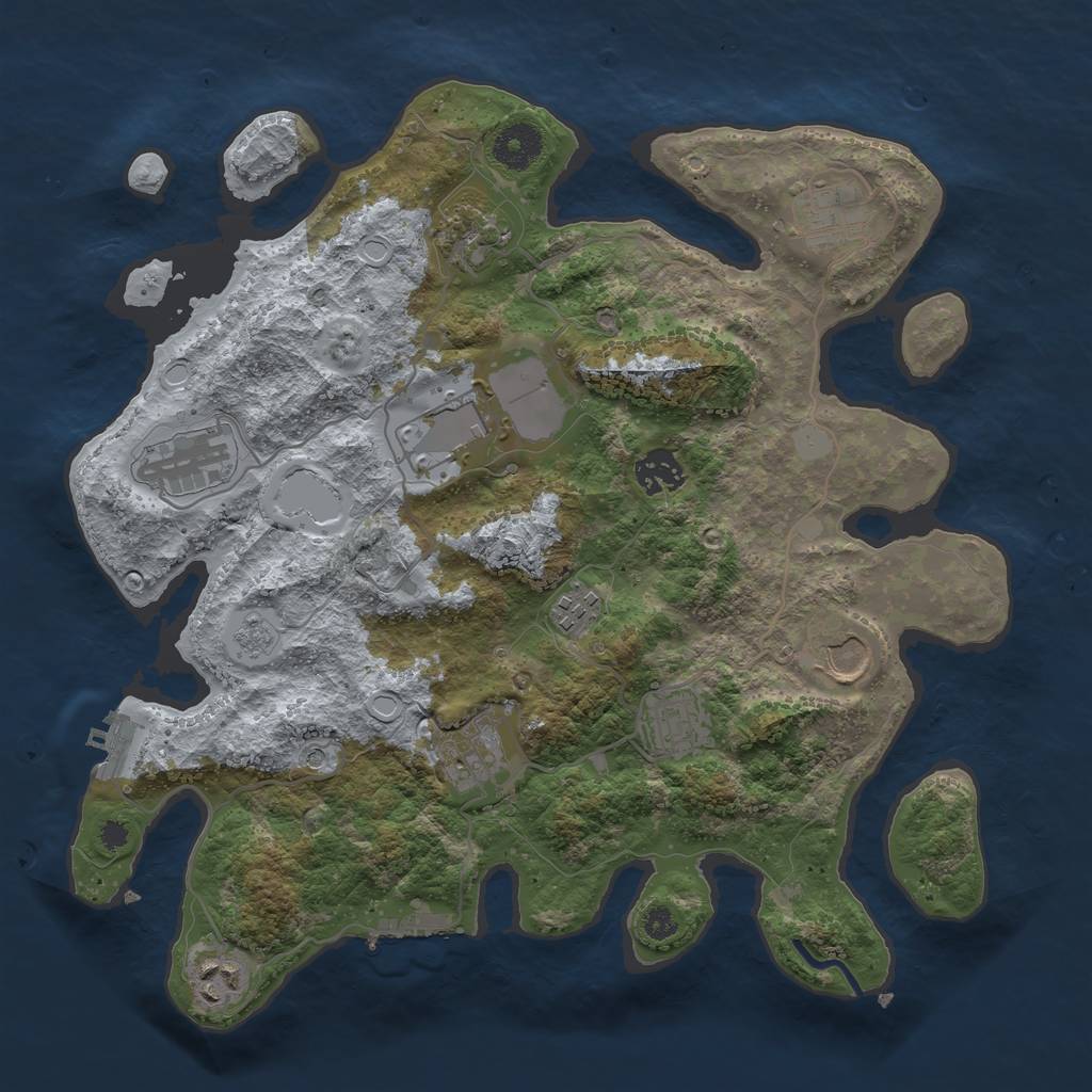 Rust Map: Procedural Map, Size: 3500, Seed: 650165580, 19 Monuments