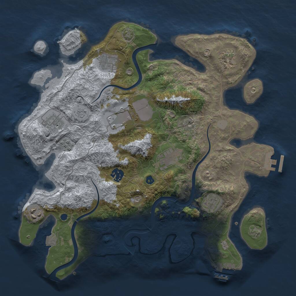 Rust Map: Procedural Map, Size: 3500, Seed: 650165580, 15 Monuments
