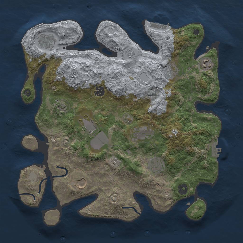 Rust Map: Procedural Map, Size: 3500, Seed: 25731587, 19 Monuments