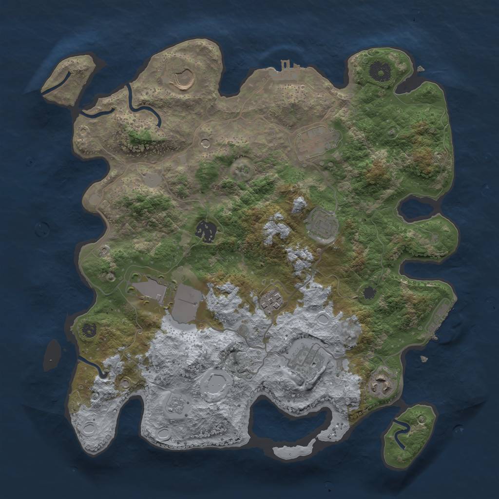 Rust Map: Procedural Map, Size: 3500, Seed: 1732764117, 15 Monuments