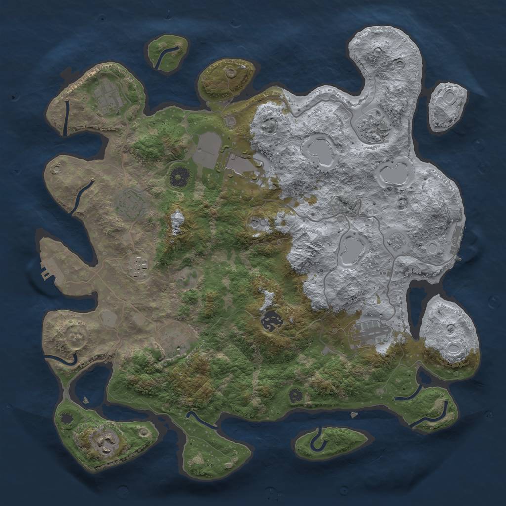Rust Map: Procedural Map, Size: 3800, Seed: 1880619949, 18 Monuments