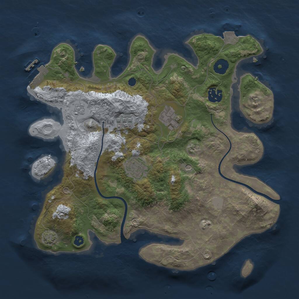 Rust Map: Procedural Map, Size: 3000, Seed: 3010, 9 Monuments