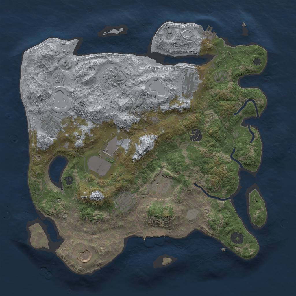 Rust Map: Procedural Map, Size: 3500, Seed: 2144171721, 17 Monuments