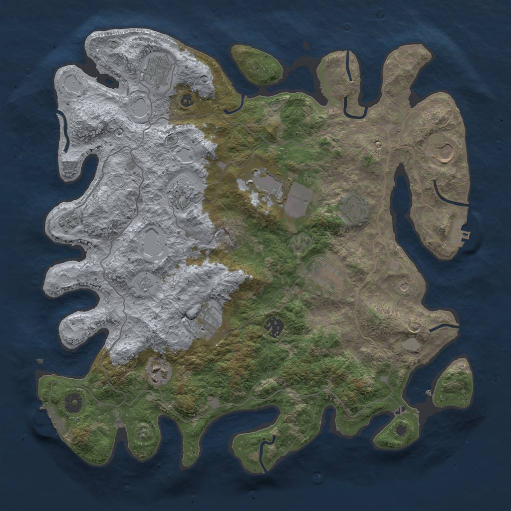 Rust Map: Procedural Map, Size: 4000, Seed: 761148713, 19 Monuments
