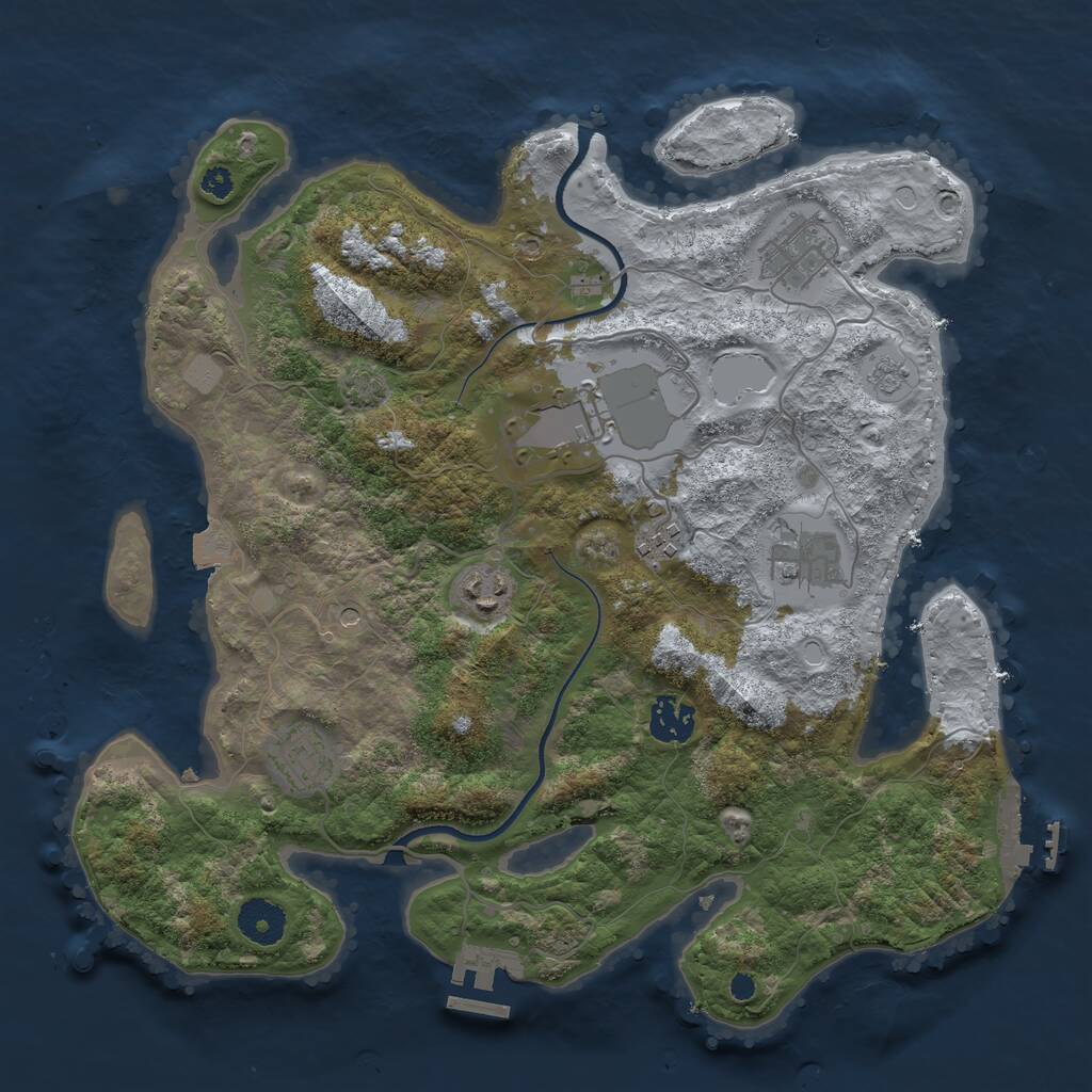 Rust Map: Procedural Map, Size: 3500, Seed: 12424740, 13 Monuments