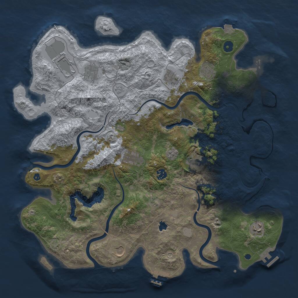 Rust Map: Procedural Map, Size: 4200, Seed: 7777, 16 Monuments