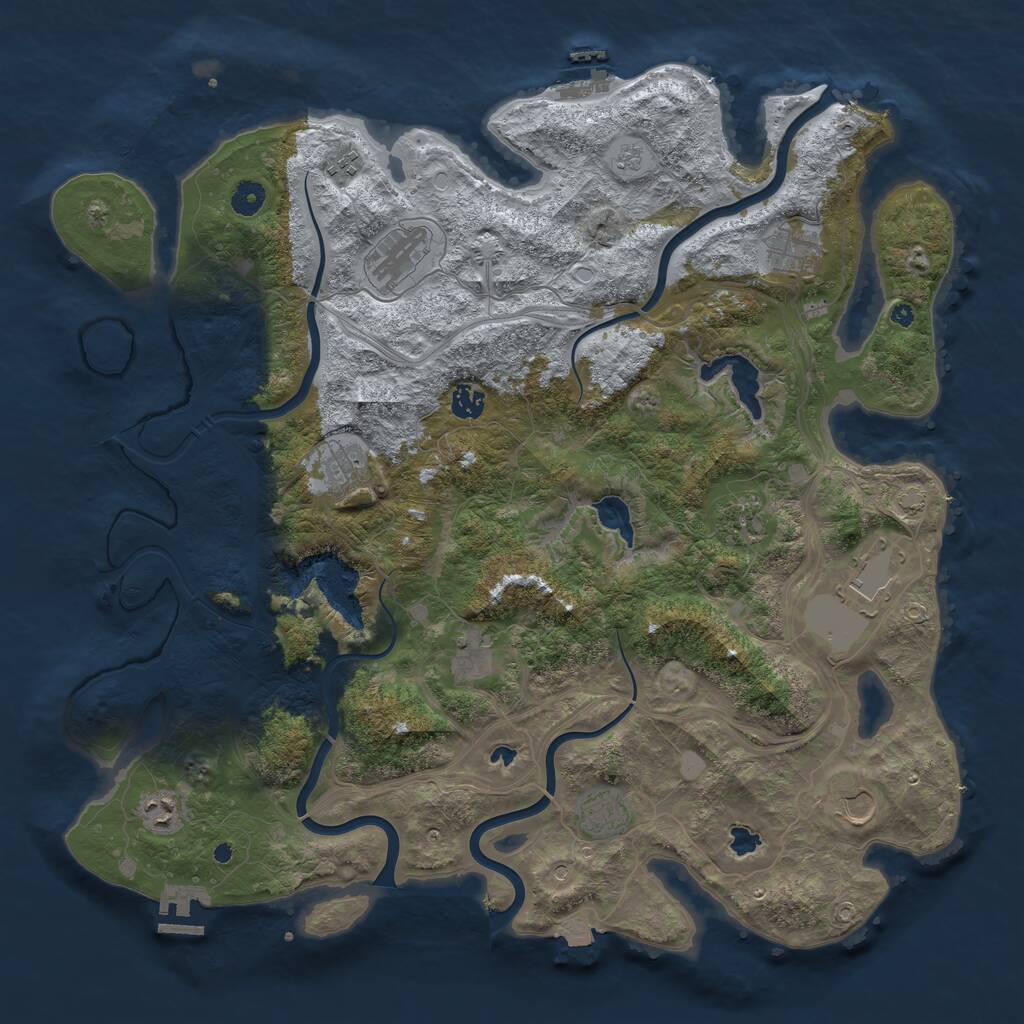 Rust Map: Procedural Map, Size: 4500, Seed: 37789923, 17 Monuments