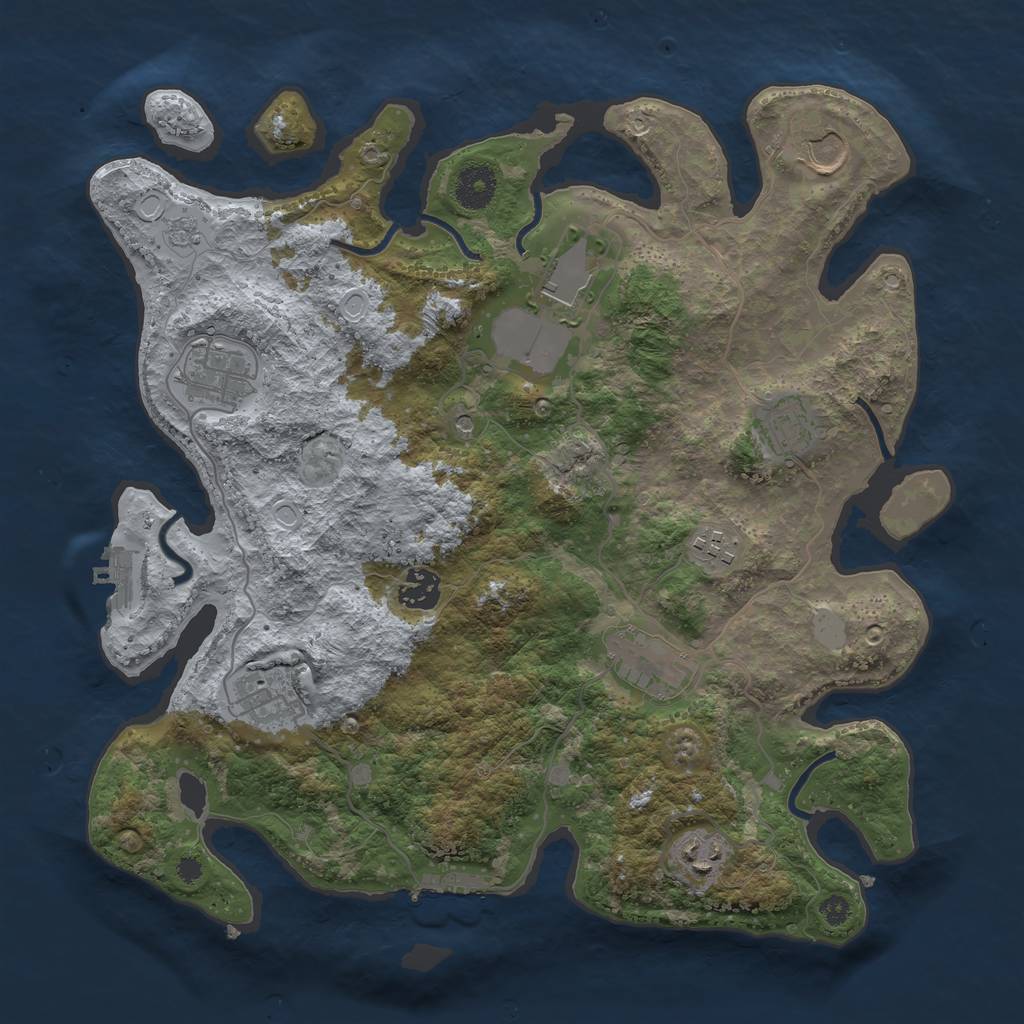Rust Map: Procedural Map, Size: 3600, Seed: 12204180, 18 Monuments