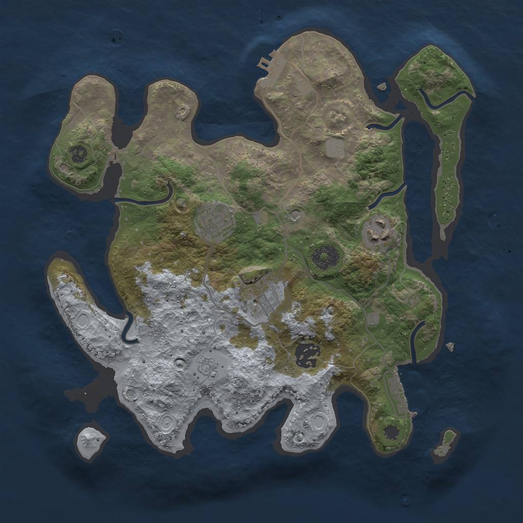 Rust Map: Procedural Map, Size: 3000, Seed: 9110, 13 Monuments