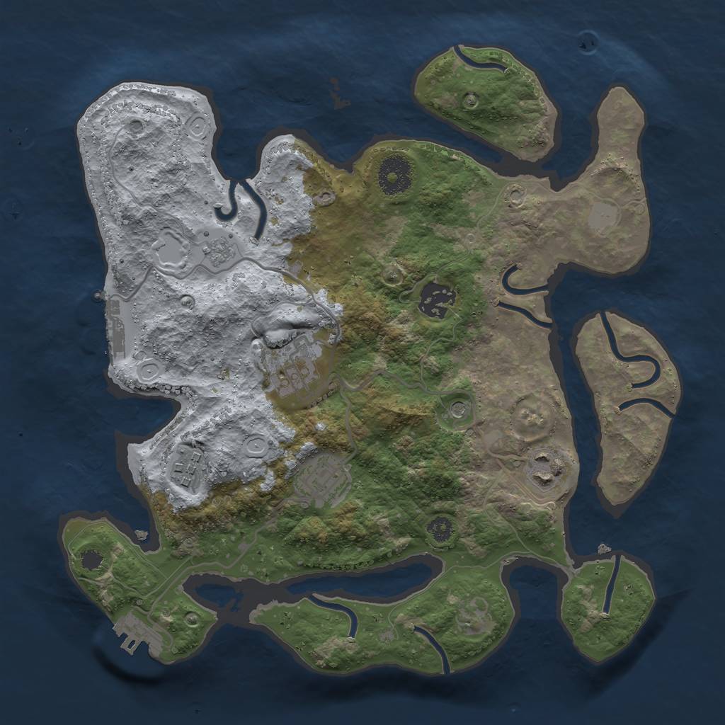 Rust Map: Procedural Map, Size: 3000, Seed: 1676447387, 14 Monuments