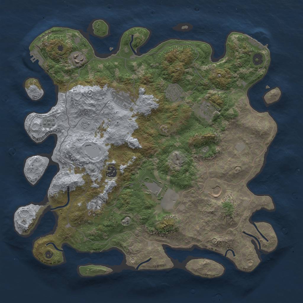 Rust Map: Procedural Map, Size: 4000, Seed: 1816207332, 18 Monuments
