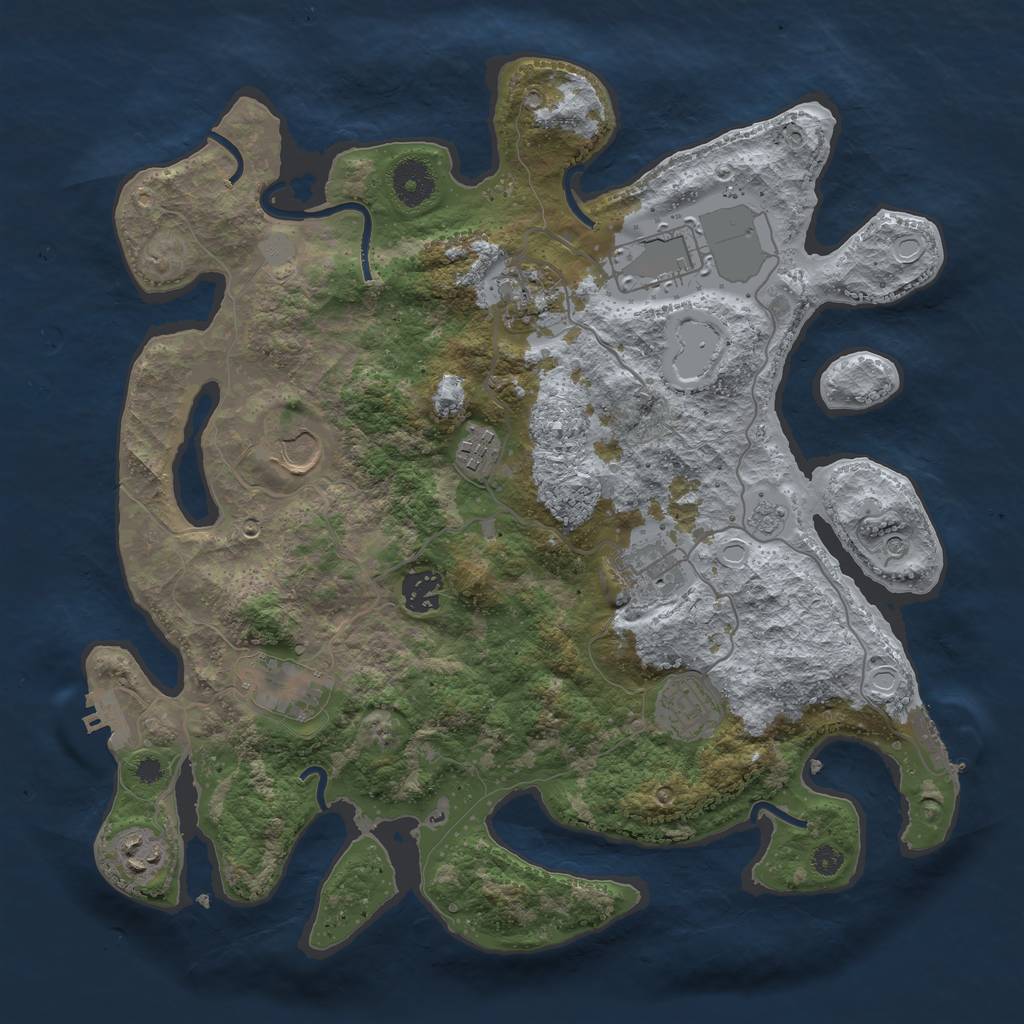 Rust Map: Procedural Map, Size: 3600, Seed: 223610, 16 Monuments
