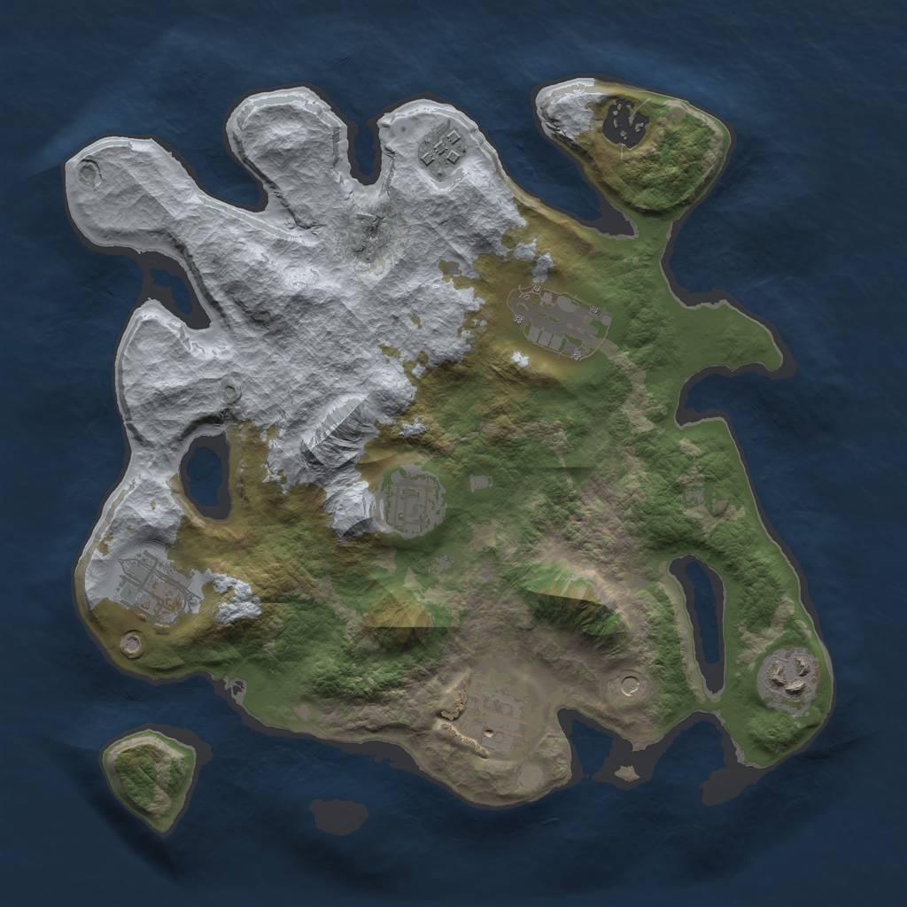 Rust Map: Barren, Size: 3000, Seed: 34643666, 10 Monuments
