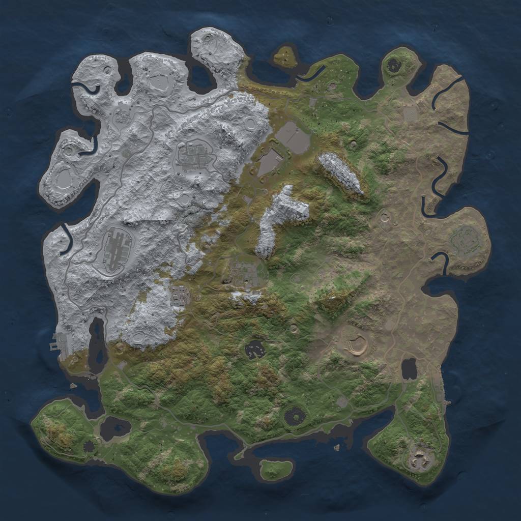 Rust Map: Procedural Map, Size: 4000, Seed: 2126714098, 16 Monuments