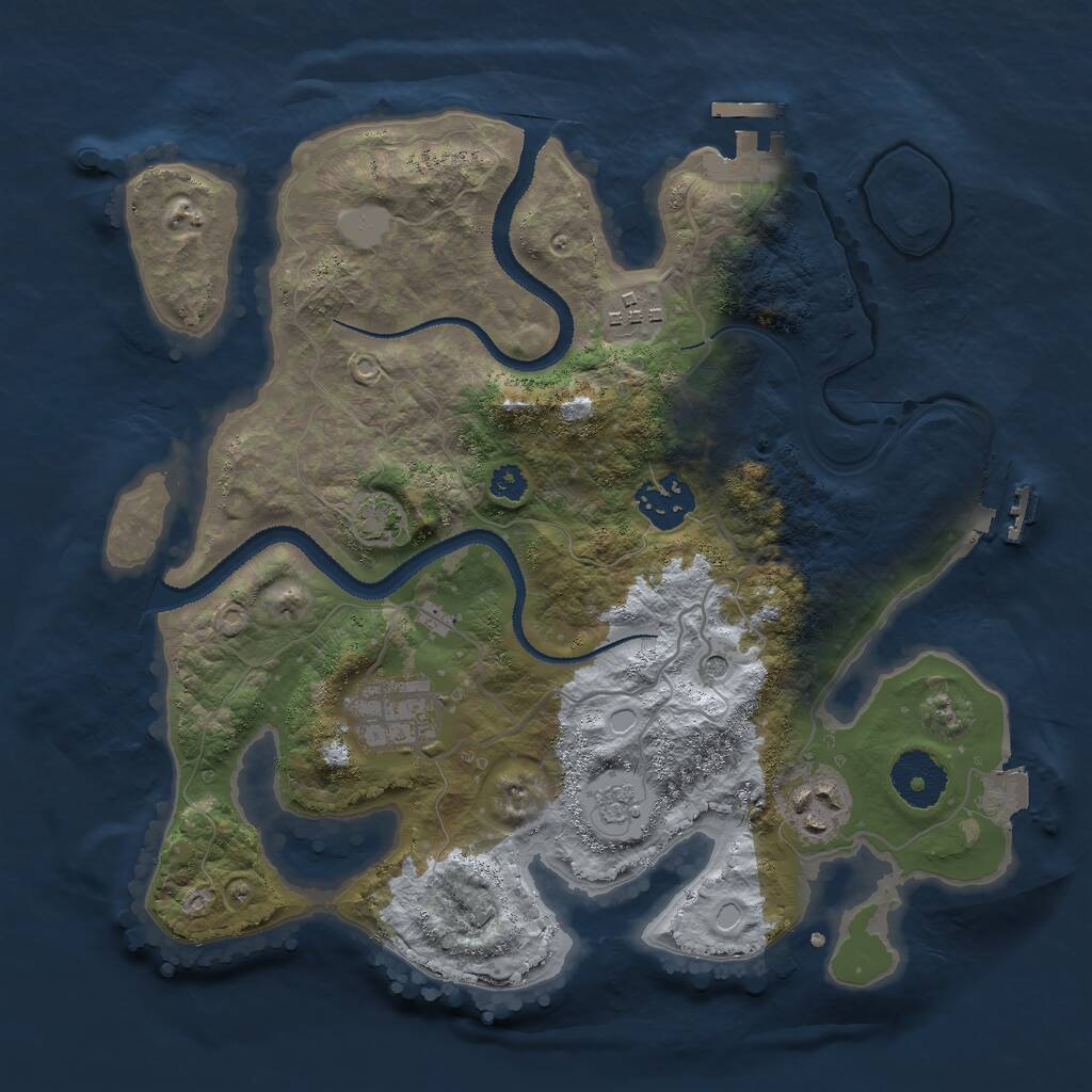 Rust Map: Procedural Map, Size: 3000, Seed: 1252746775, 10 Monuments