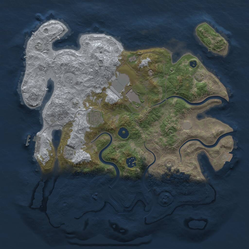 Rust Map: Procedural Map, Size: 3500, Seed: 1225365055, 10 Monuments