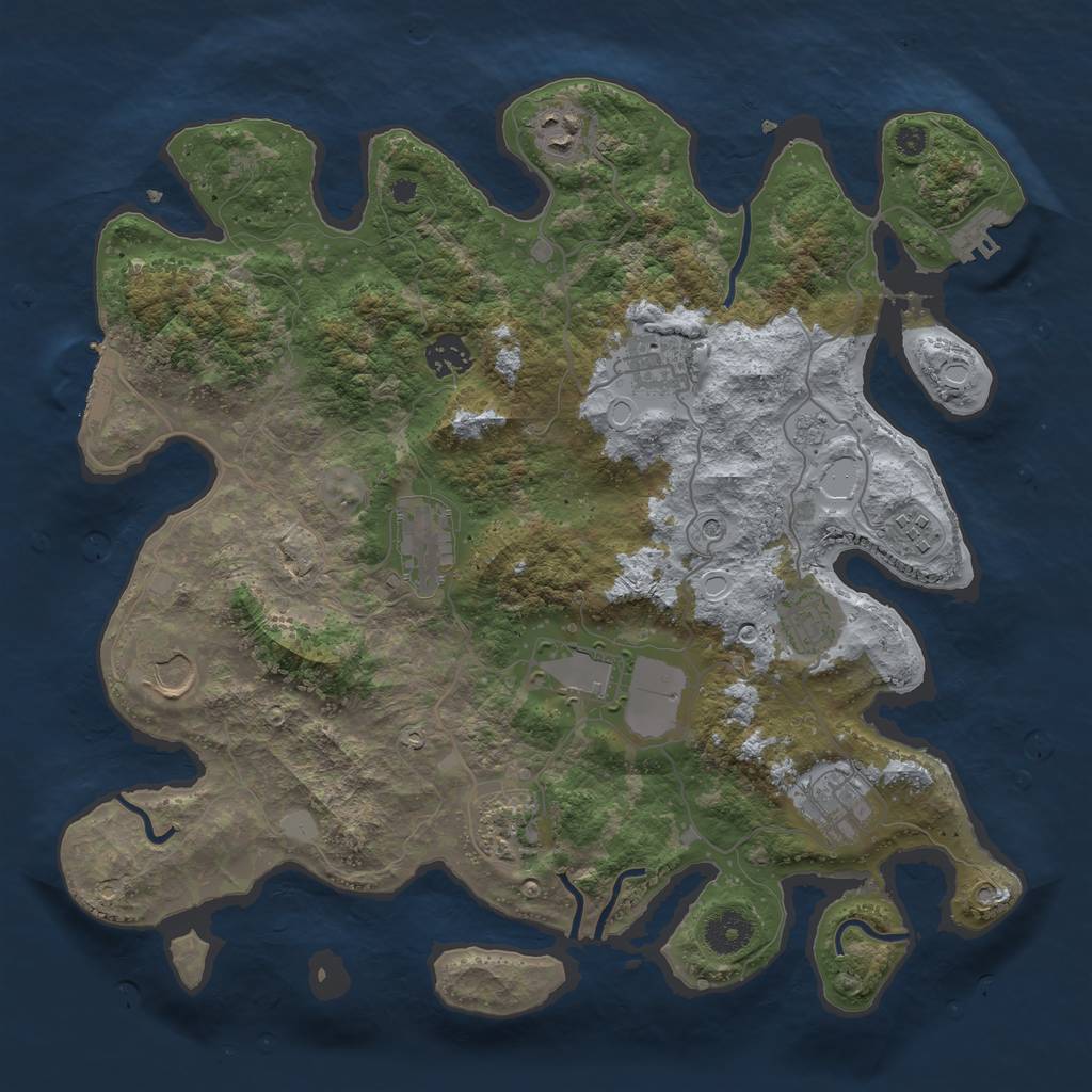 Rust Map: Procedural Map, Size: 3700, Seed: 794667430, 19 Monuments