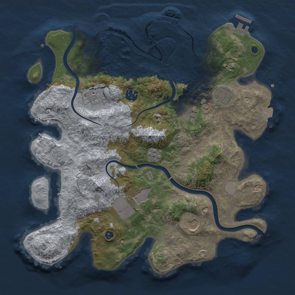 Rust Map: Procedural Map, Size: 3500, Seed: 71857043, 13 Monuments