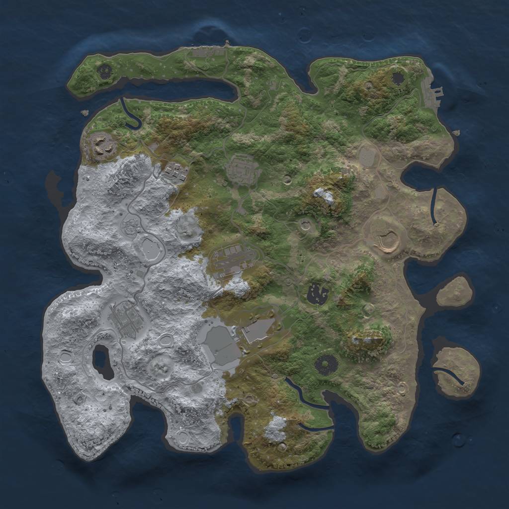 Rust Map: Procedural Map, Size: 3500, Seed: 5861297, 17 Monuments
