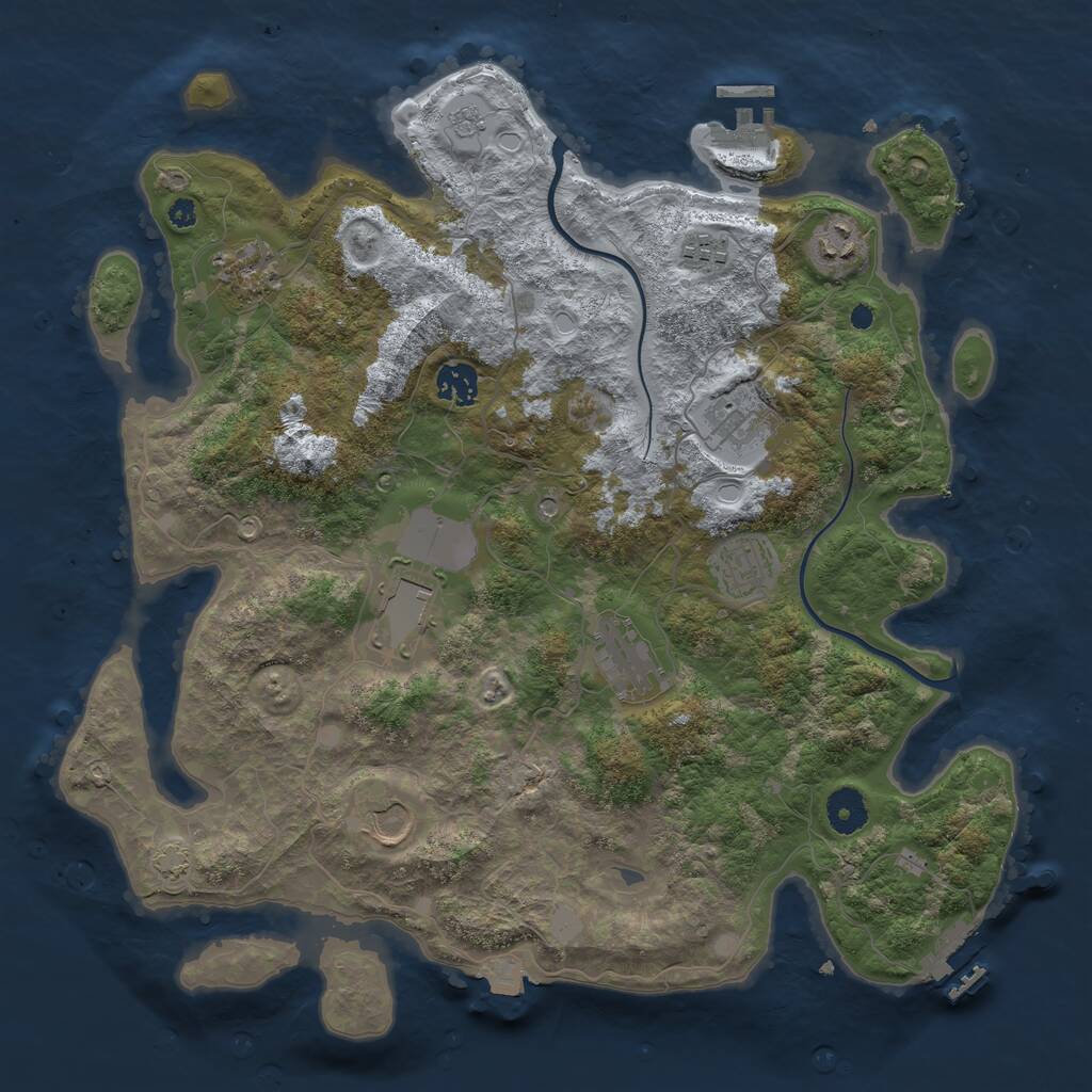 Rust Map: Procedural Map, Size: 3800, Seed: 79761490, 15 Monuments