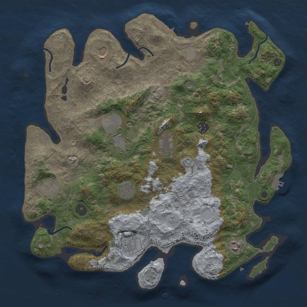 Rust Map: Procedural Map, Size: 4000, Seed: 224488, 18 Monuments