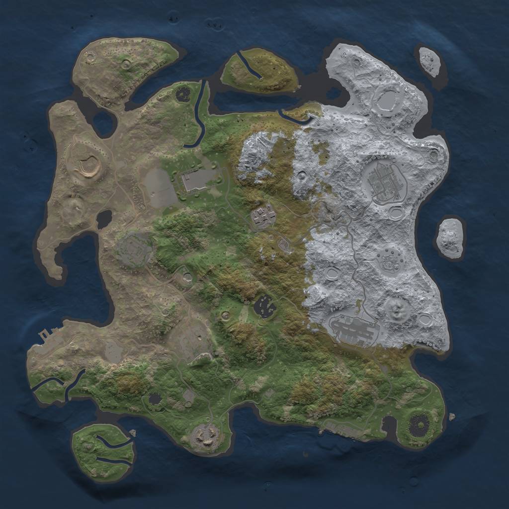 Rust Map: Procedural Map, Size: 3500, Seed: 66958065, 18 Monuments