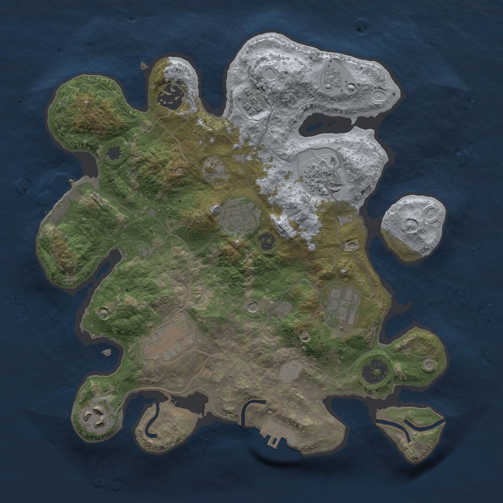 Rust Map: Procedural Map, Size: 3000, Seed: 1202890376, 16 Monuments