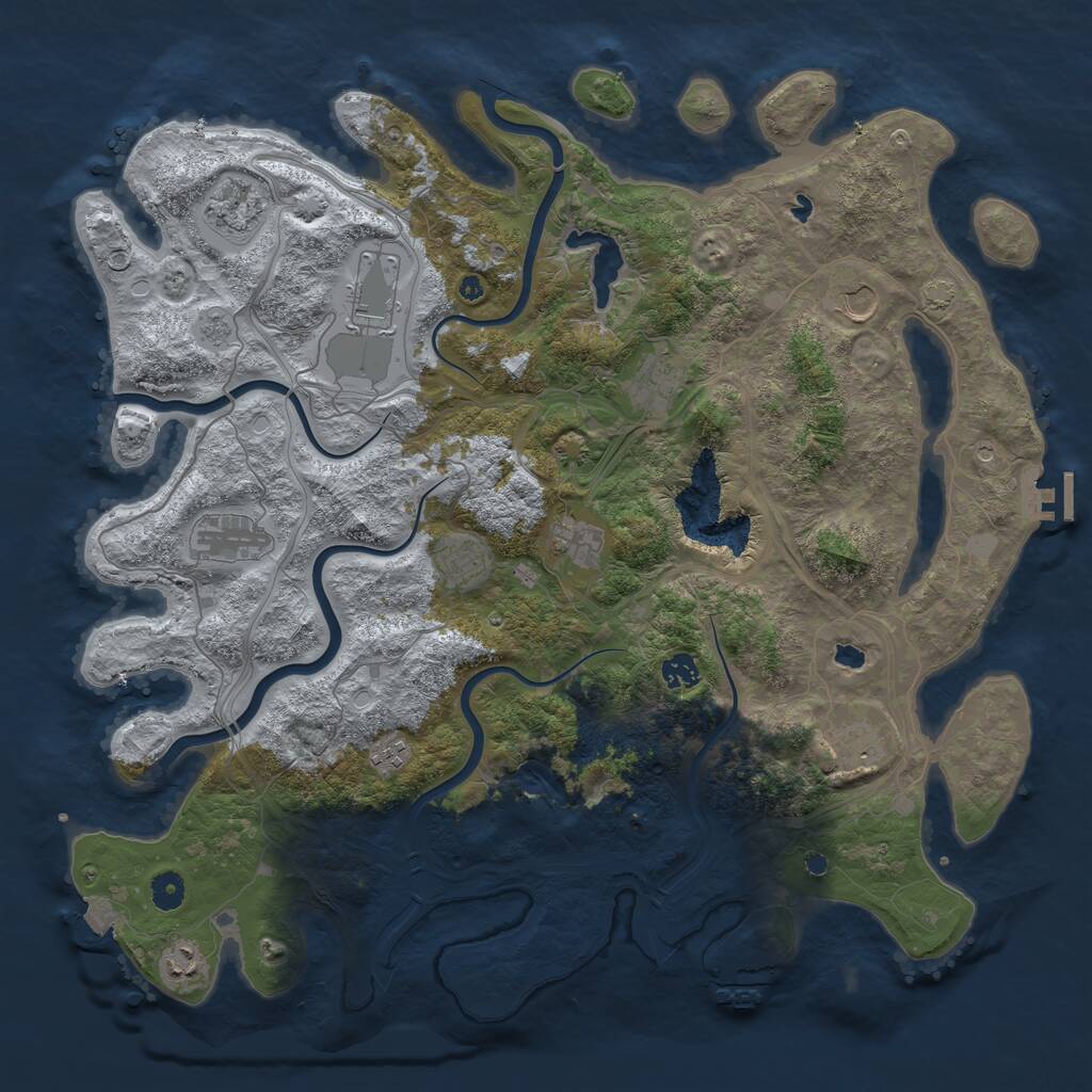 Rust Map: Procedural Map, Size: 4500, Seed: 761148713, 17 Monuments
