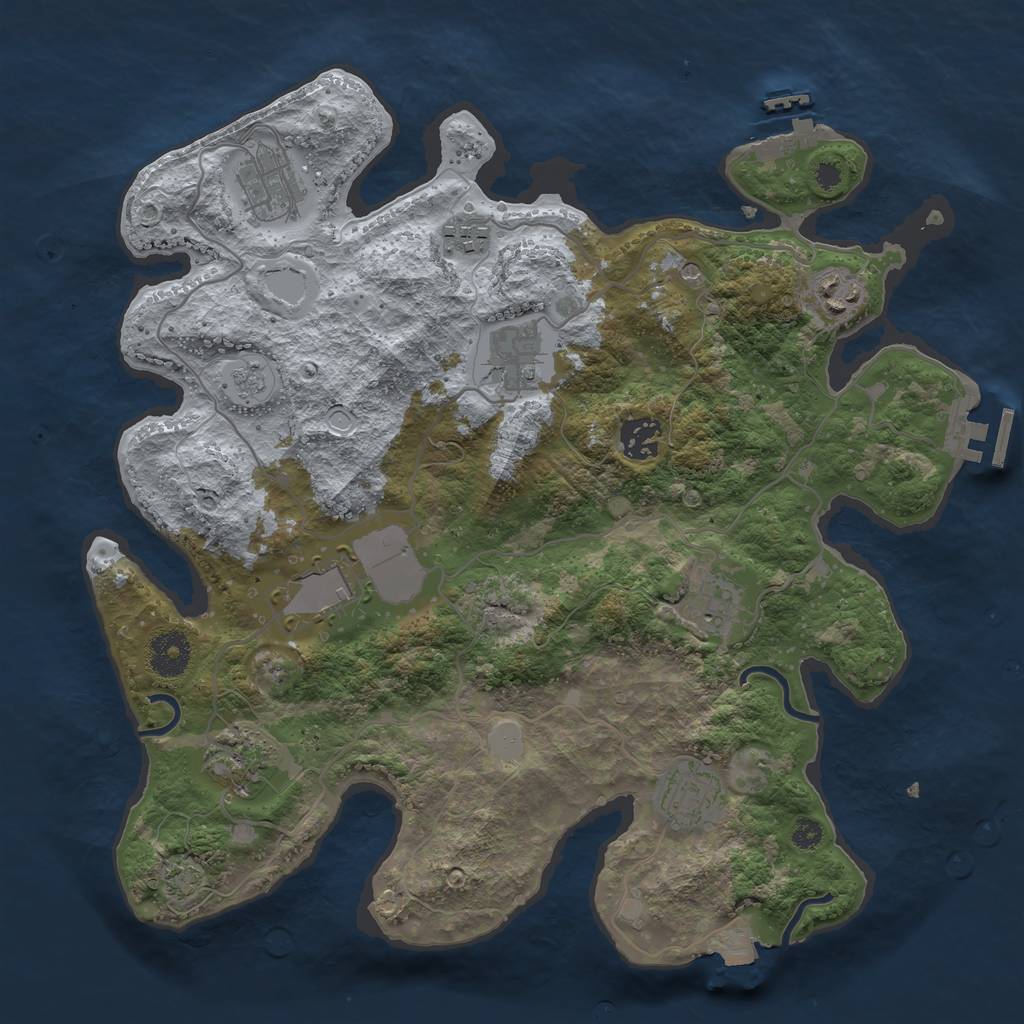 Rust Map: Procedural Map, Size: 3500, Seed: 319245410, 17 Monuments