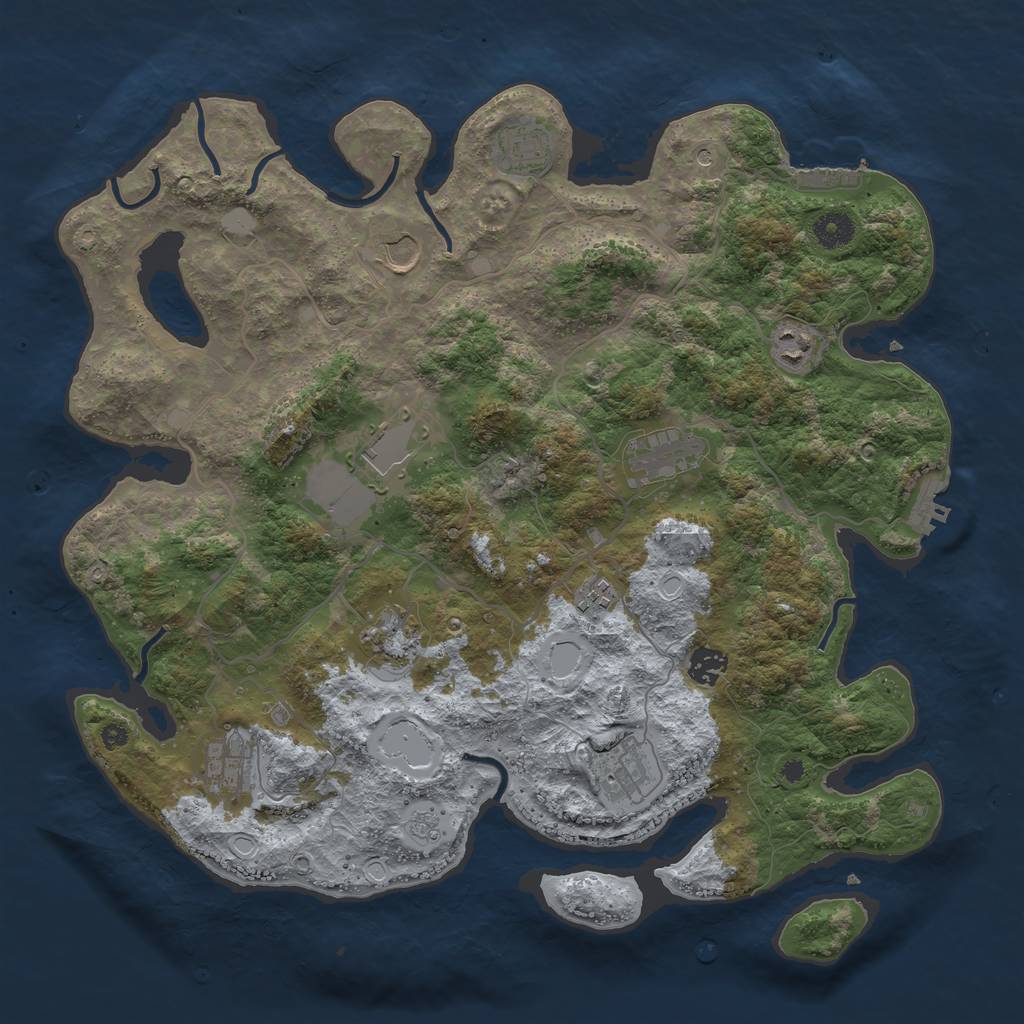 Rust Map: Procedural Map, Size: 4000, Seed: 448868683, 19 Monuments