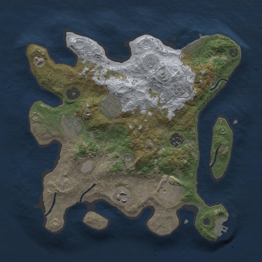 Rust Map: Procedural Map, Size: 3000, Seed: 3434543, 15 Monuments