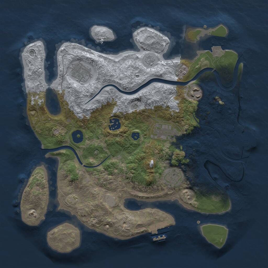 Rust Map: Procedural Map, Size: 3250, Seed: 85963, 12 Monuments