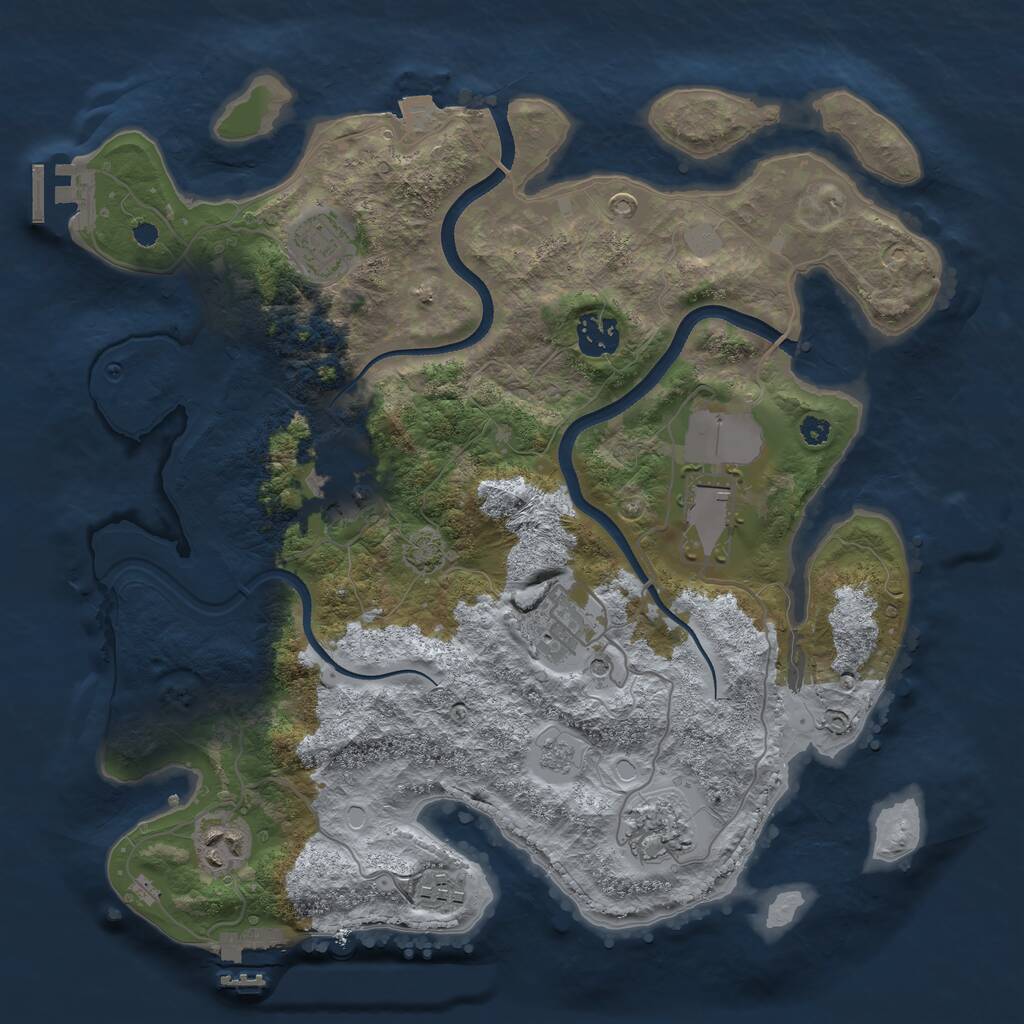 Rust Map: Procedural Map, Size: 3500, Seed: 948200884, 14 Monuments