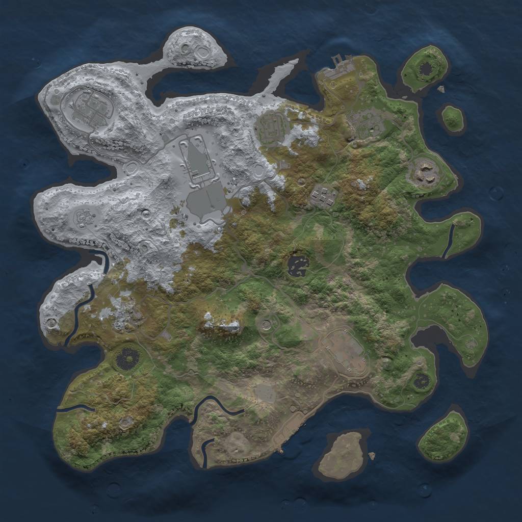 Rust Map: Procedural Map, Size: 3500, Seed: 13795048, 18 Monuments