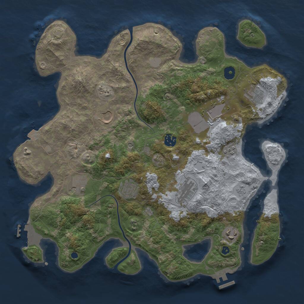 Rust Map: Procedural Map, Size: 3700, Seed: 1593807585, 15 Monuments