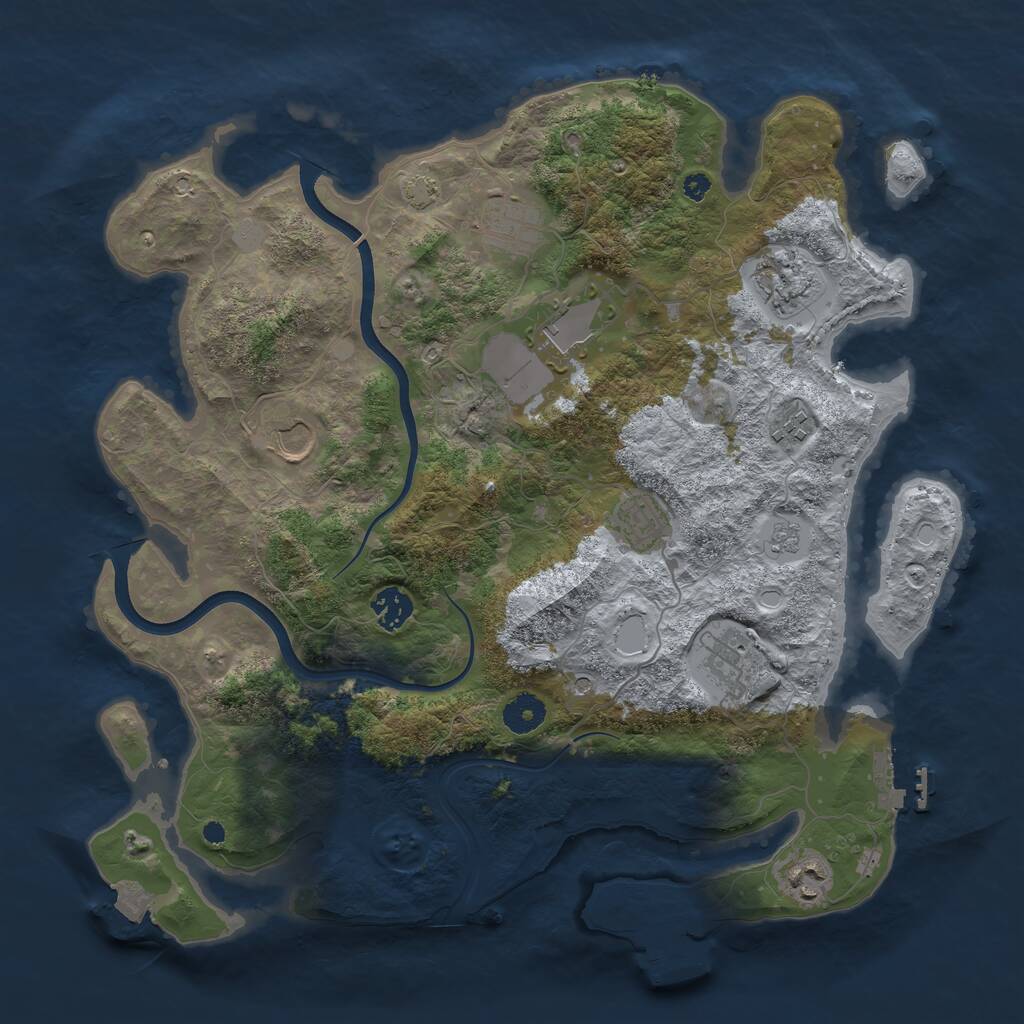 Rust Map: Procedural Map, Size: 3800, Seed: 1960176253, 15 Monuments