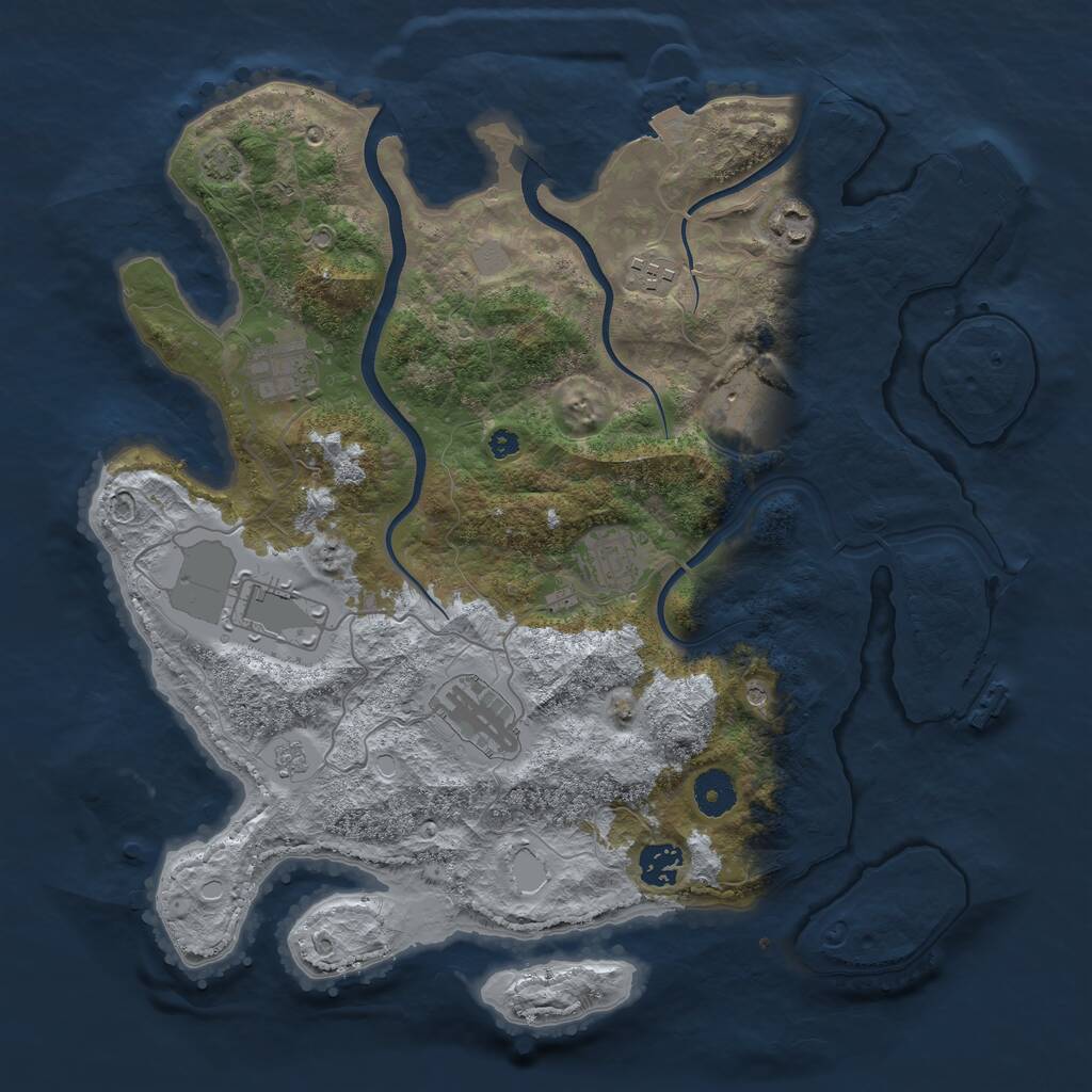 Rust Map: Procedural Map, Size: 3700, Seed: 1292905321, 14 Monuments