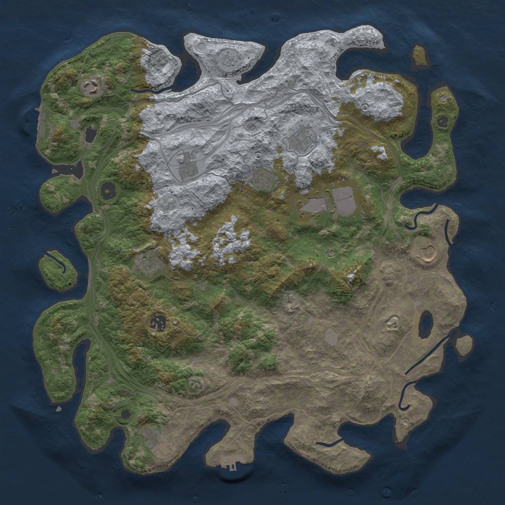 Rust Map: Procedural Map, Size: 4500, Seed: 12252023, 19 Monuments