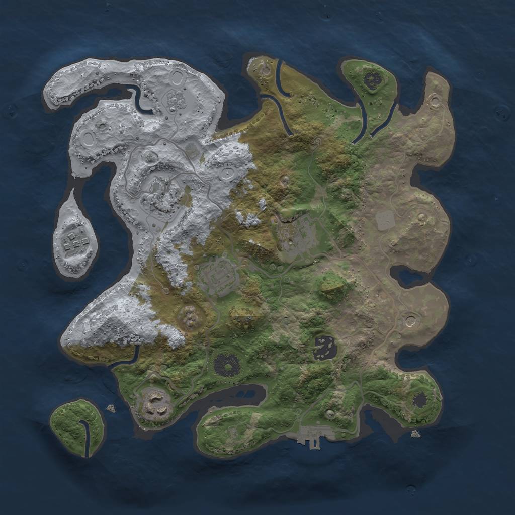 Rust Map: Procedural Map, Size: 3000, Seed: 45759, 14 Monuments
