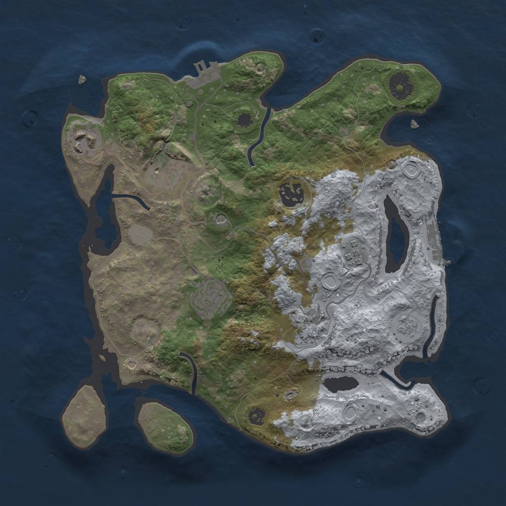 Rust Map: Procedural Map, Size: 3000, Seed: 18461224, 15 Monuments