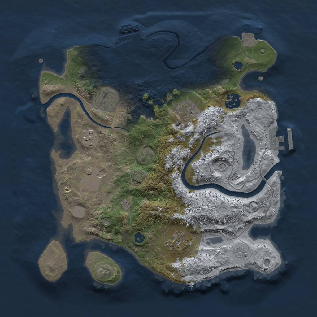 Rust Map: Procedural Map, Size: 3000, Seed: 18461224, 12 Monuments