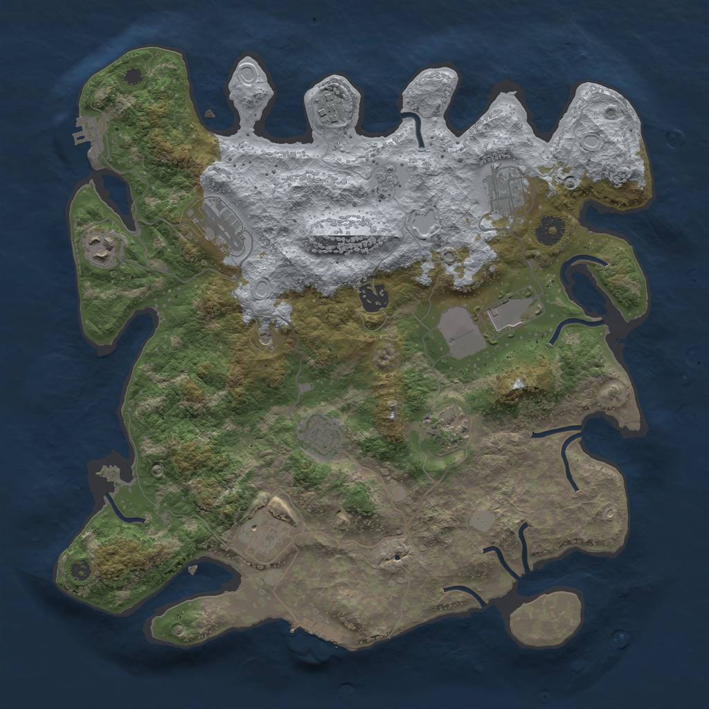 Rust Map: Procedural Map, Size: 3615, Seed: 184657677, 18 Monuments