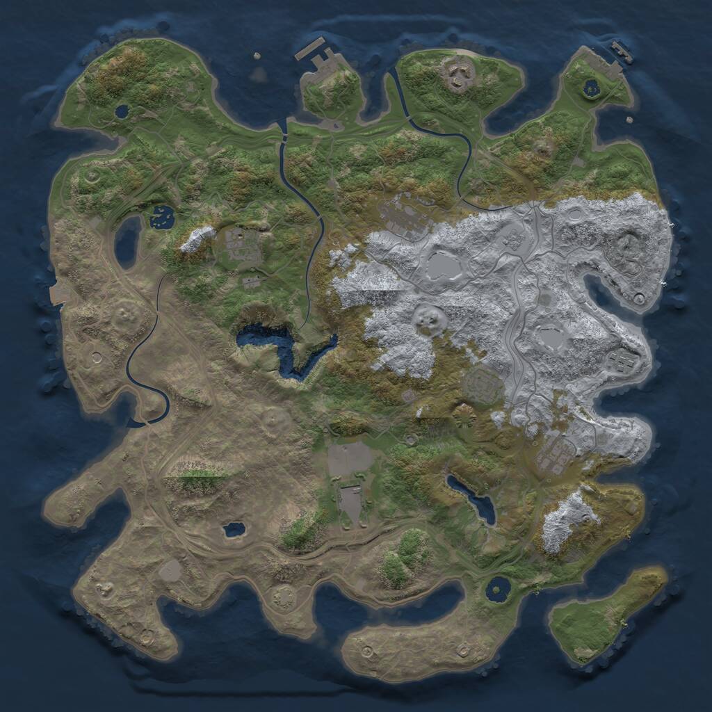 Rust Map: Procedural Map, Size: 4250, Seed: 667126667, 14 Monuments