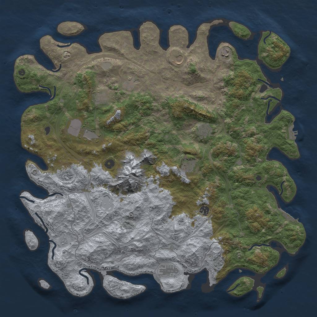 Rust Map: Procedural Map, Size: 5000, Seed: 43214321, 20 Monuments
