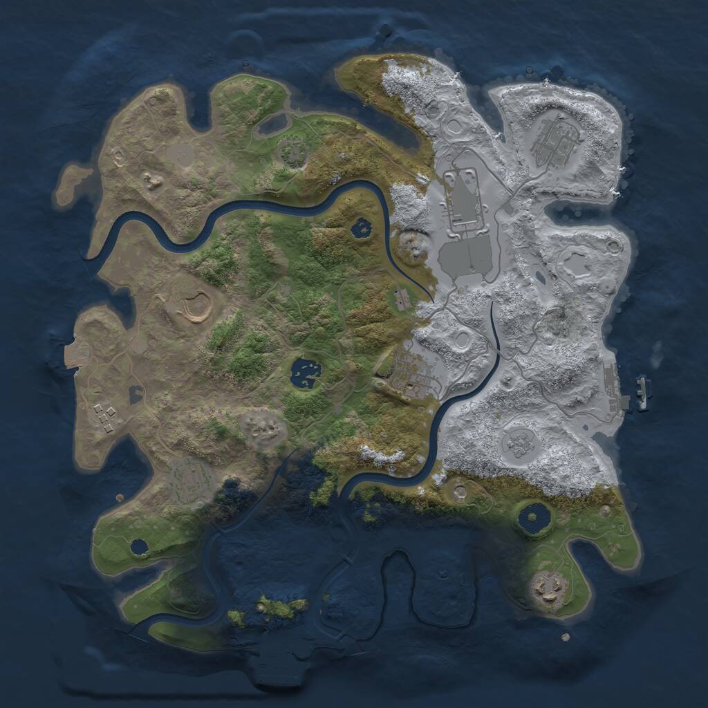 Rust Map: Procedural Map, Size: 3500, Seed: 1159494133, 14 Monuments
