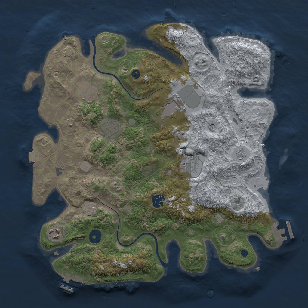 Rust Map: Procedural Map, Size: 3500, Seed: 1159494133, 13 Monuments