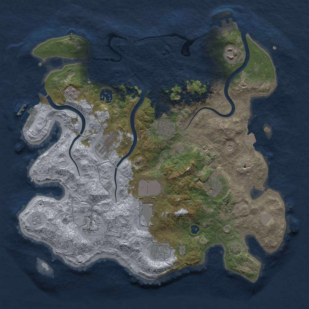 Rust Map: Procedural Map, Size: 3500, Seed: 1570498744, 15 Monuments