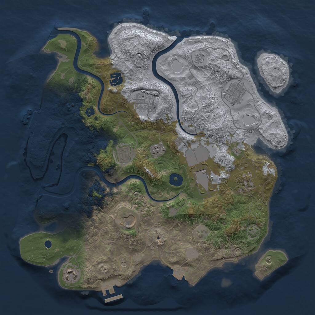 Rust Map: Procedural Map, Size: 3505, Seed: 2103218251, 15 Monuments