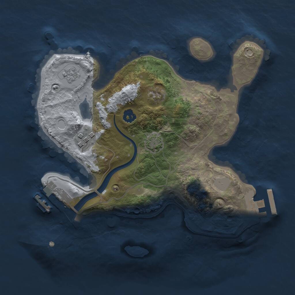 Rust Map: Procedural Map, Size: 2250, Seed: 2130369025, 6 Monuments