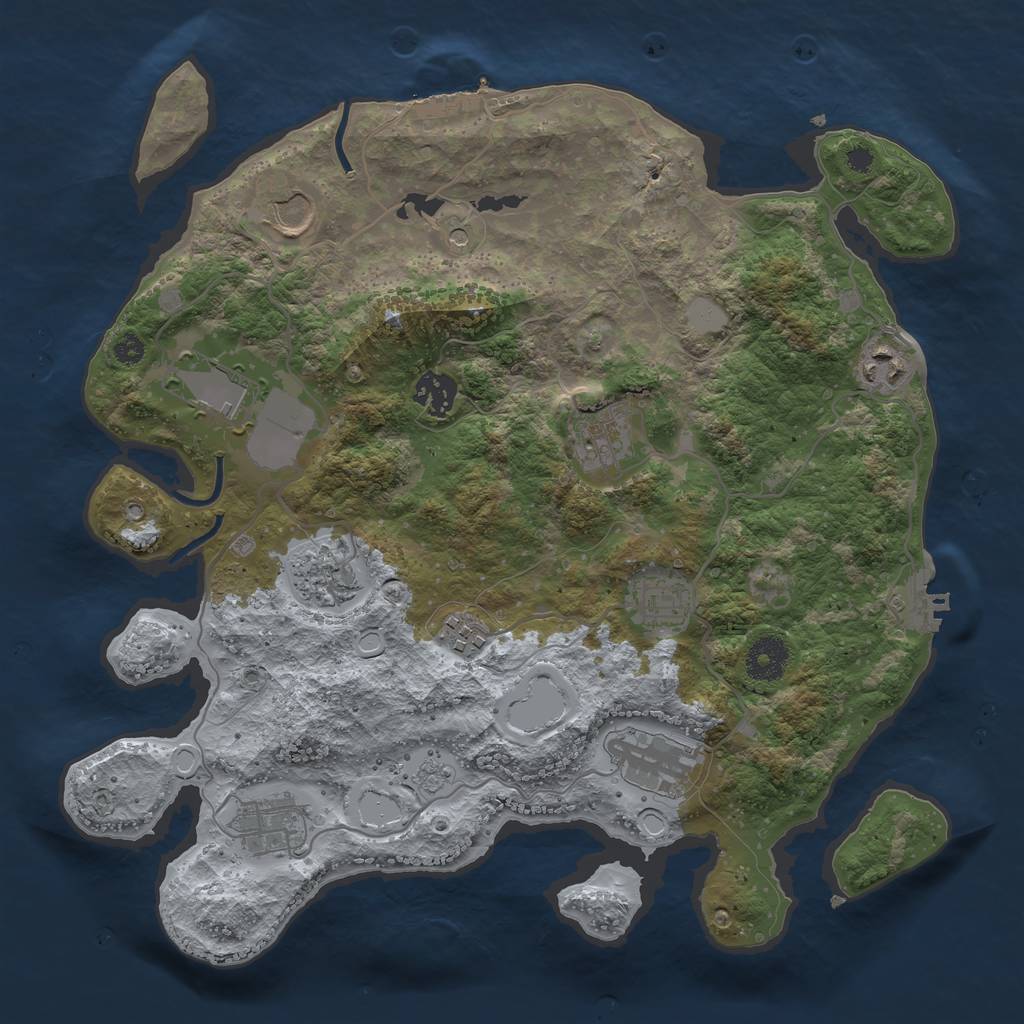 Rust Map: Procedural Map, Size: 3500, Seed: 527681849, 19 Monuments